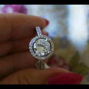 925 aUTHENTIC cz S925 sterling silver diamond halo